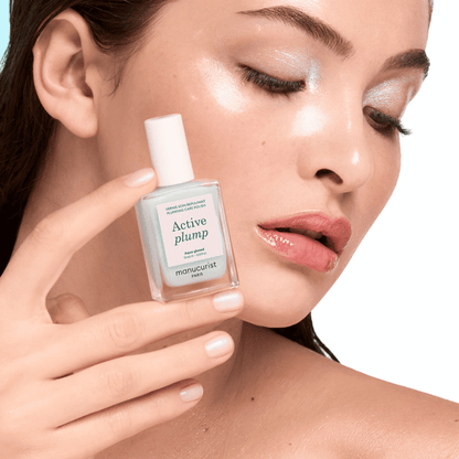 Alternate Image of Active Plump Aqua Glazed, light blue nail polish with model
