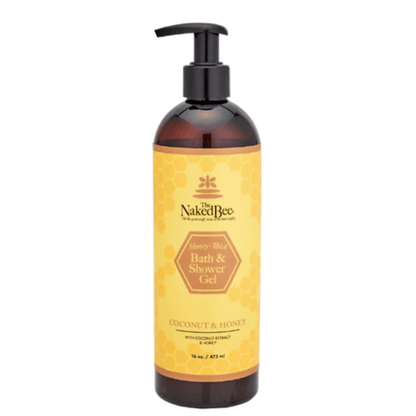 Primary Image of Honey-Thick Coconut & Honey Shower Gel, brown pump top bottle with yellow label