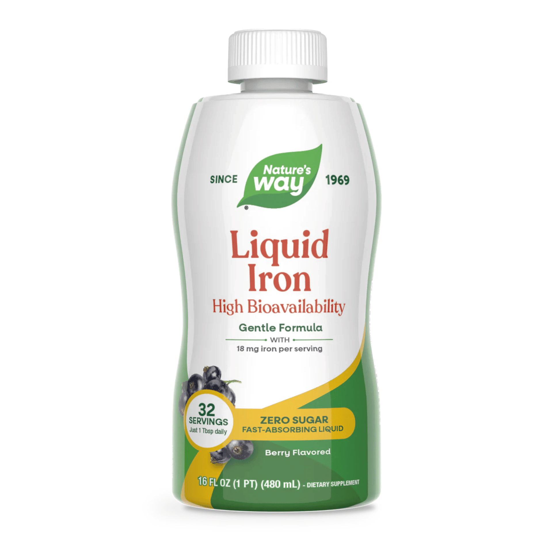 Primary Image of Liquid Iron, white and green supplement bottle