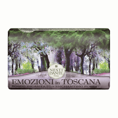 Primary Image of Emozioni in Toscana Enchanting Forest Bar Soap, purple and green paper wrapped bar soap
