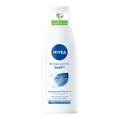 Primary Image of Gentle Cleansing Milk, white facial cleanser bottle with German writing