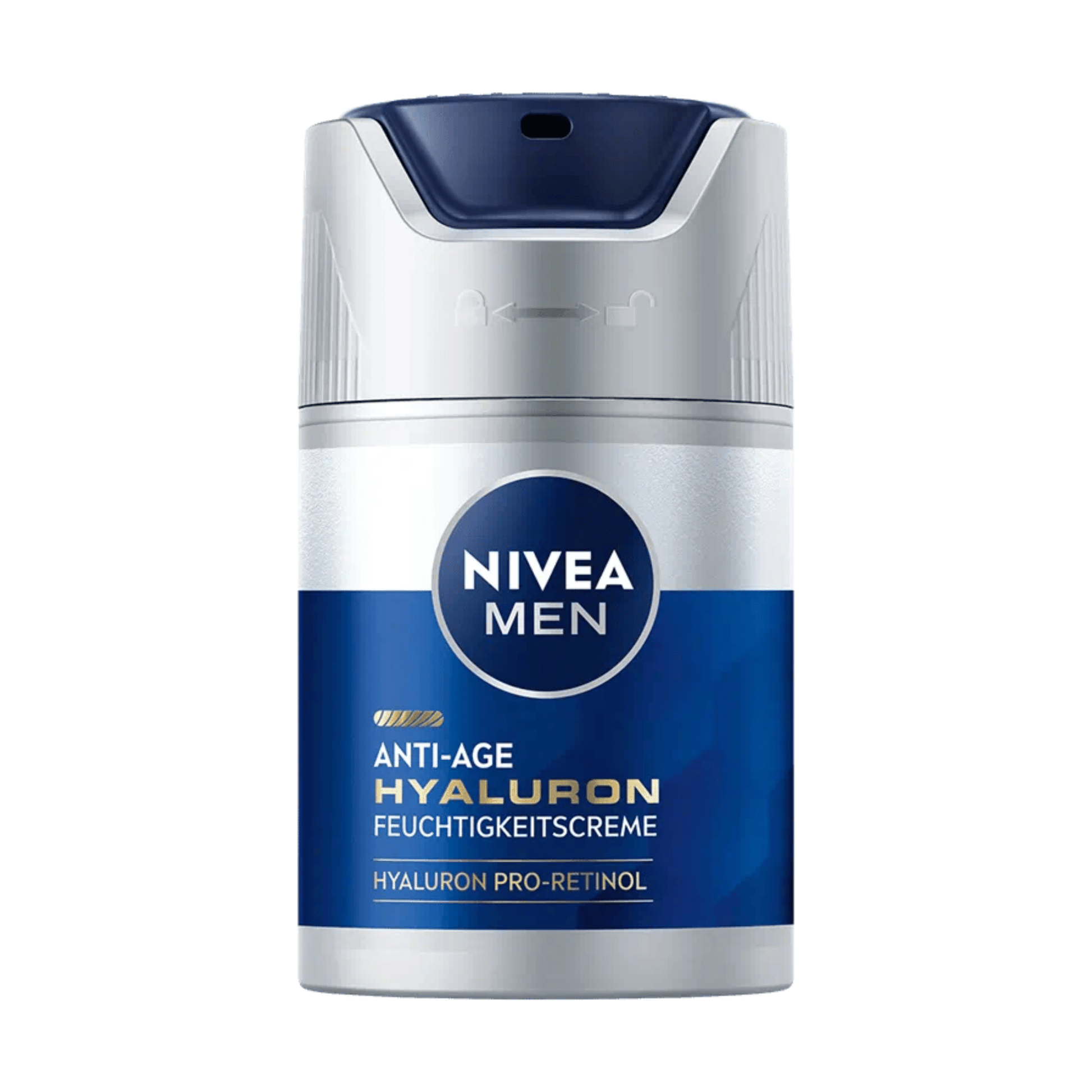 Primary Image of Men Anti-Age Hyaluron Moisturizer, silver and blue bottle