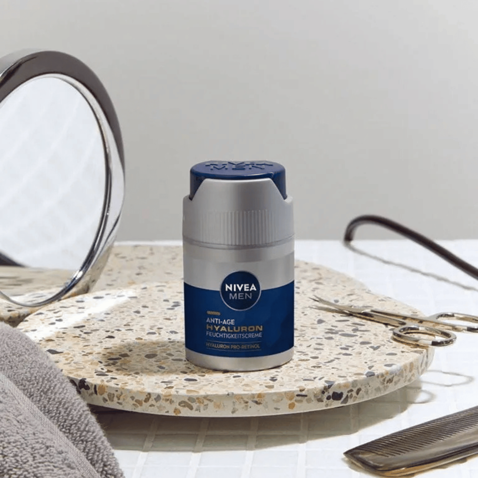 Alternate Image of Men Anti-Age Hyaluron Moisturizer, silver and blue bottle