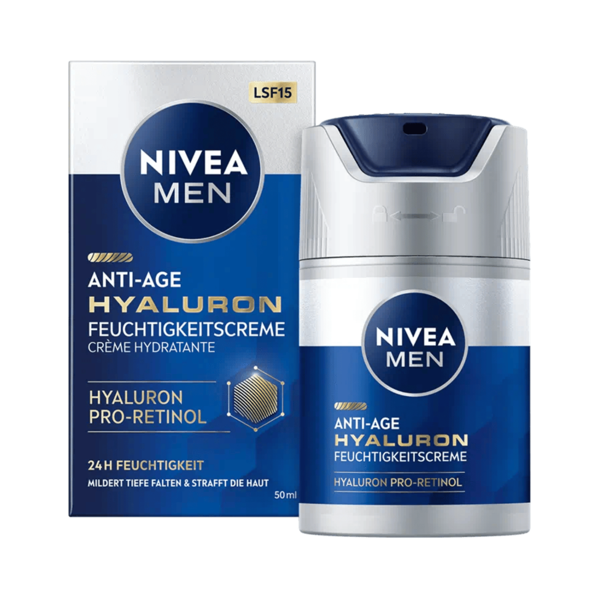 Alternate Image of Men Anti-Age Hyaluron Moisturizer, silver and blue bottle and box