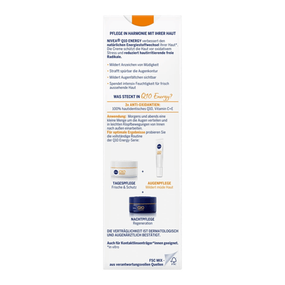 Alternate Image of Q10 Energy Anti-Wrinkle Eye Cream with Vitamin C, white eye cream box with German writing