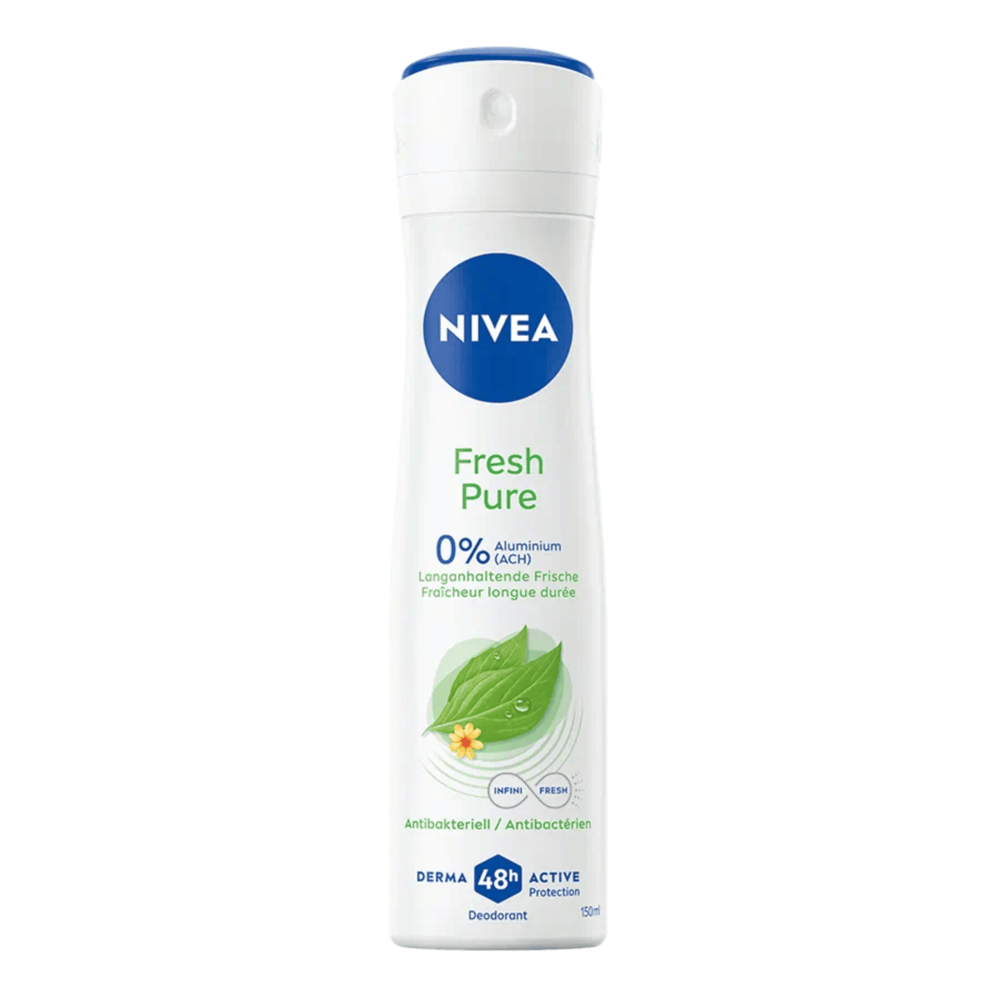 Primary Image of Women's Spray Fresh Pure Deodorant, white spray deodorant can with German writing
