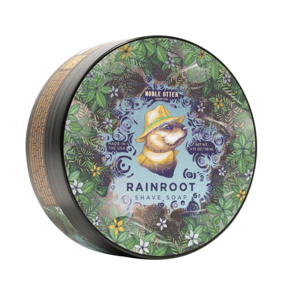 Primary image of Rainroot Shave Soap, illustrated shave soap container