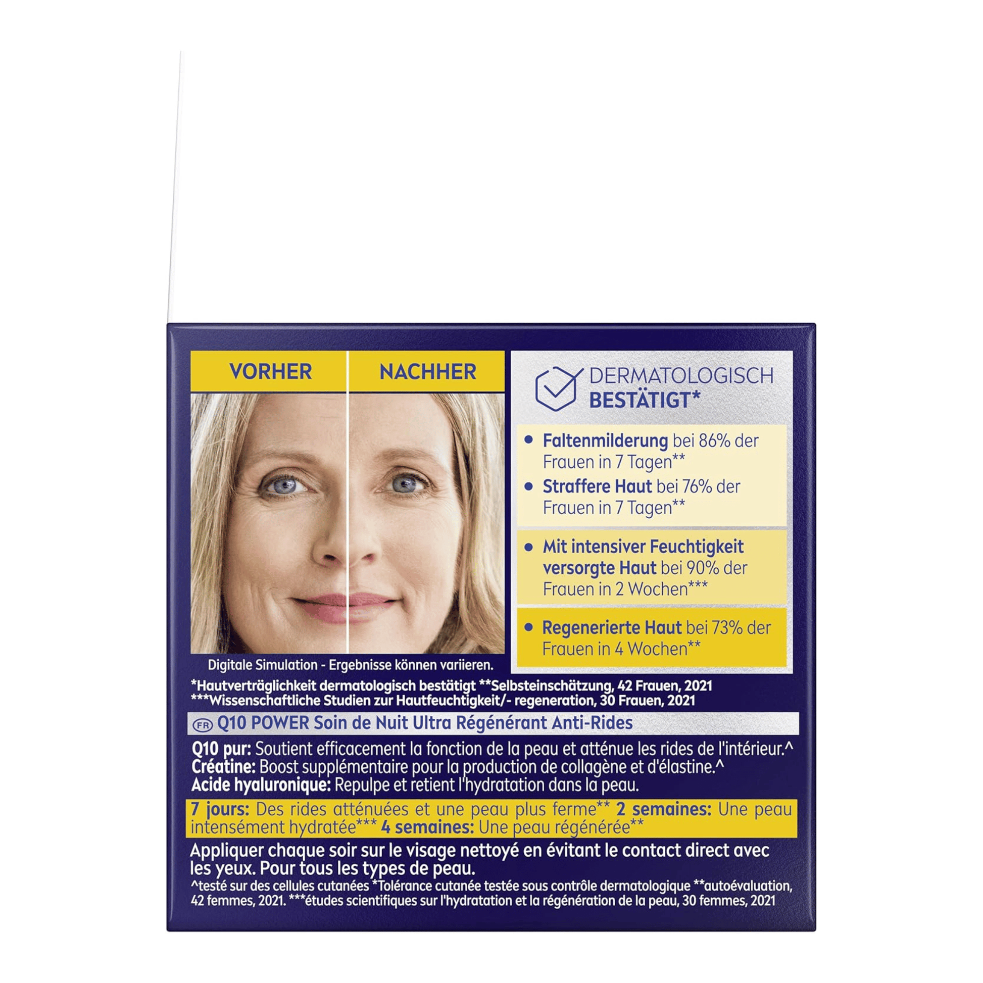 Alternate Image of Q10 Power Anti-Wrinkle Night Cream, dark blue face cream box with German writing