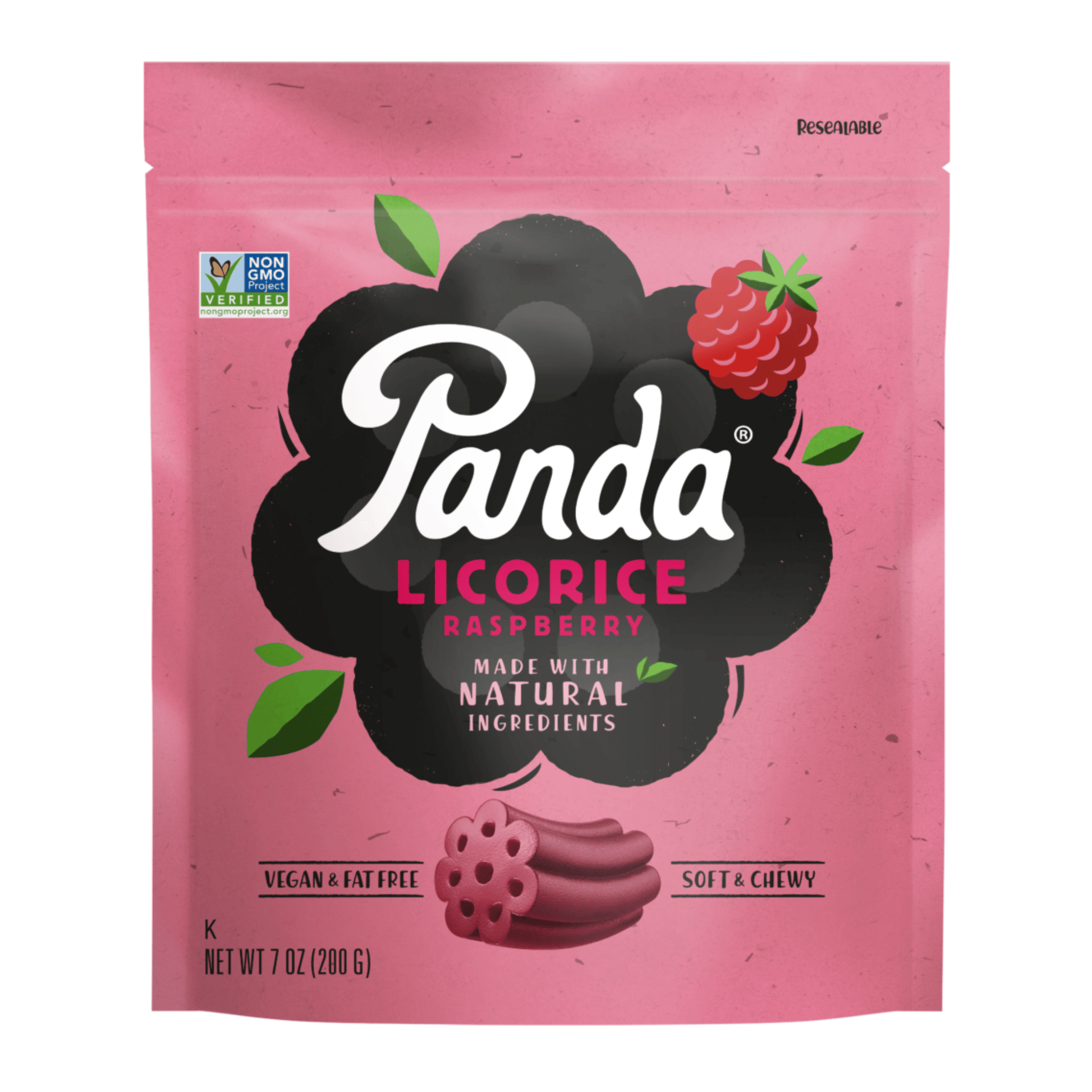 Primary Image of Raspberry Licorice Pieces, pink candy bag