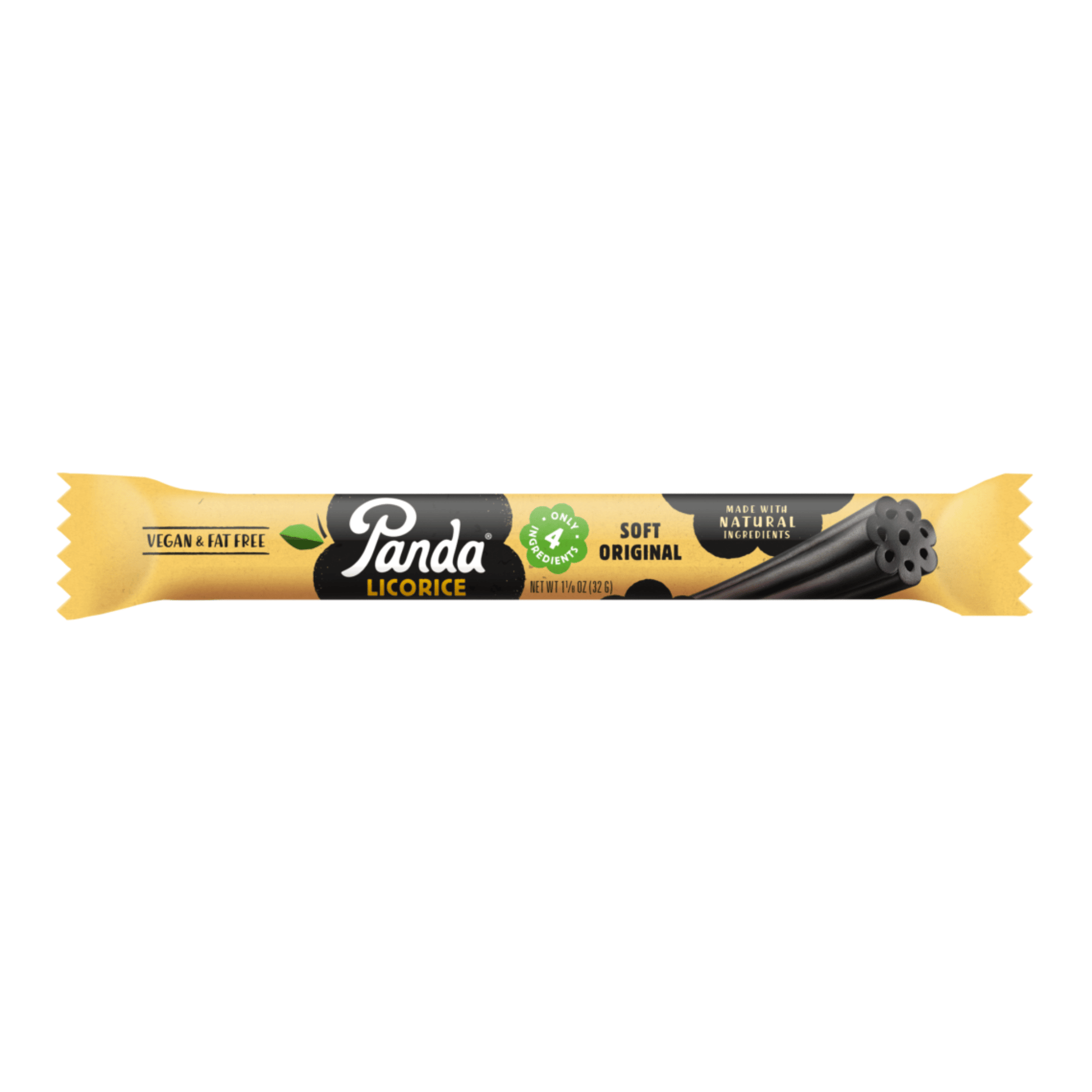 Primary Image of  Original Soft Black Licorice Bar, yellow wrapped licorice bar