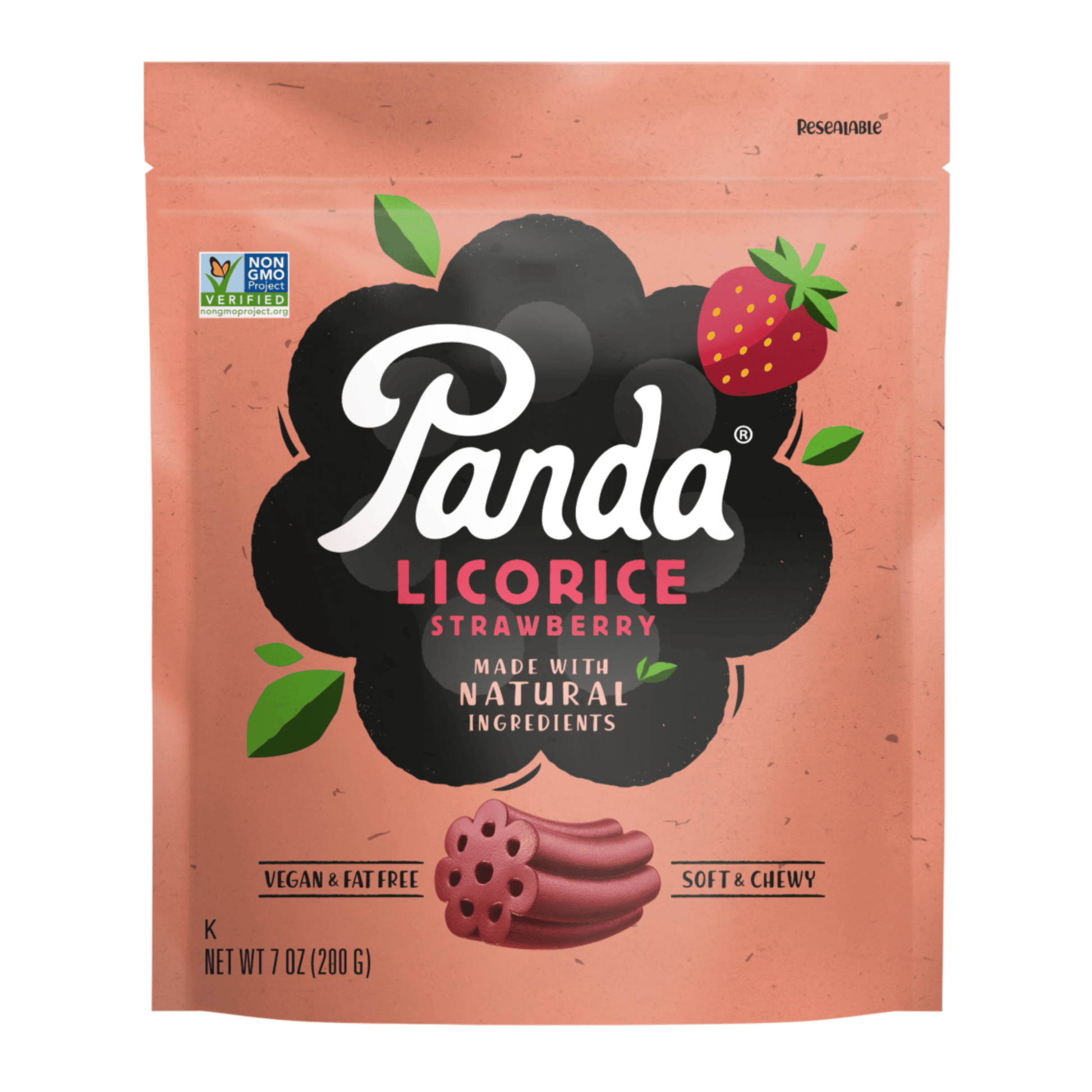 Primary Image of Strawberry Licorice Pieces, pink candy bag