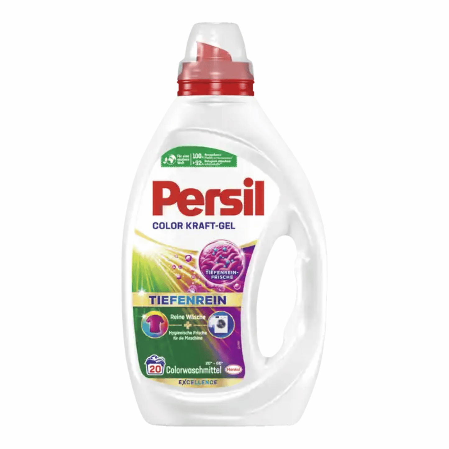Primary Image of Color Gel Laundry Detergent, white detergent bottle with German writing