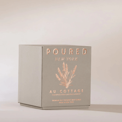 Alternate Image of Au Cottage Candle, gray paper box with copper writing