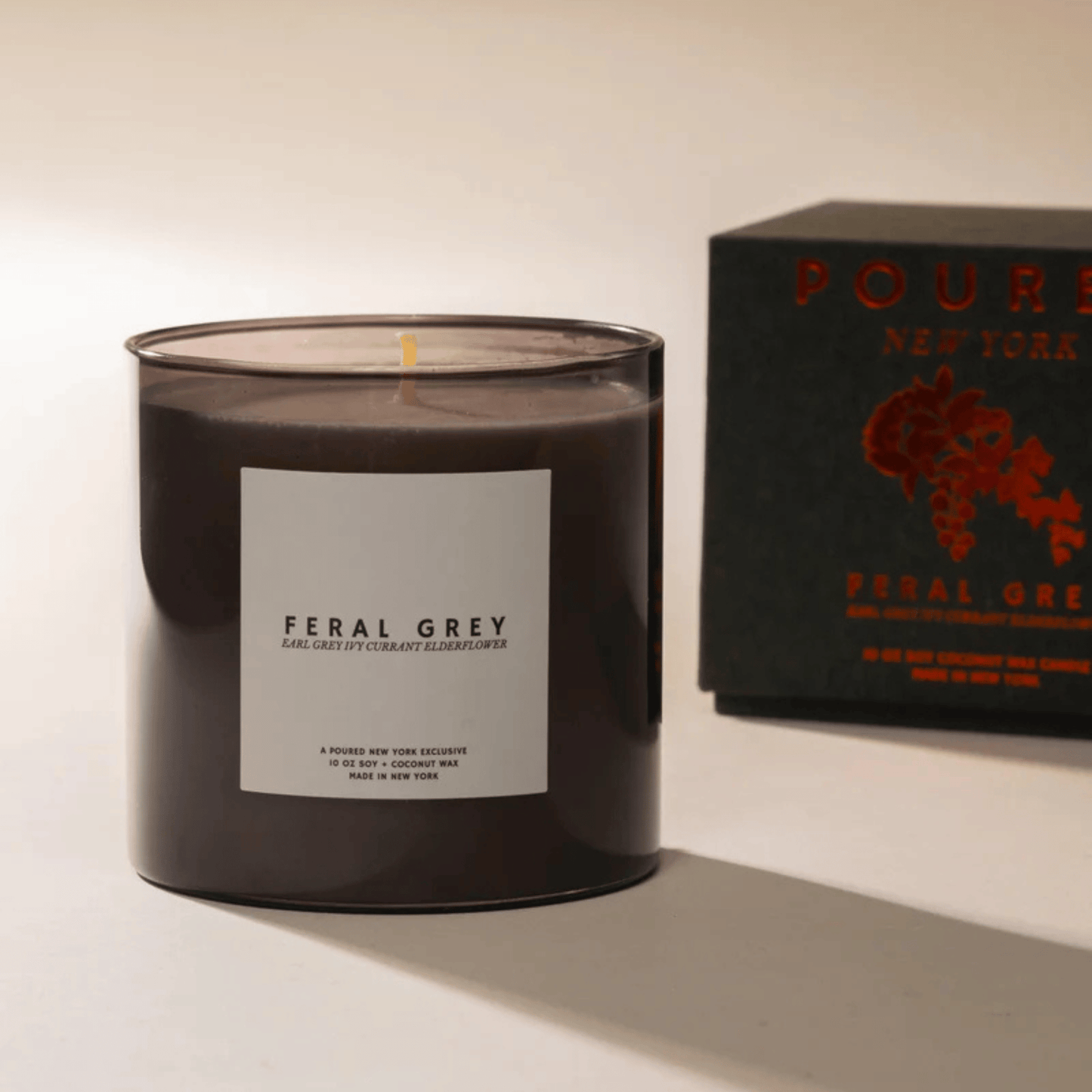 Alternate Image of Feral Grey Candle, dark grey vessel with white label and box