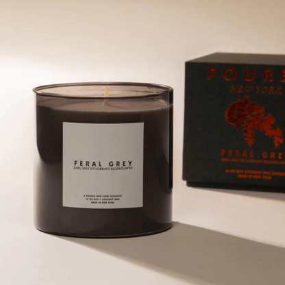 Alternate Image of Feral Grey Candle, dark grey vessel with white label and box