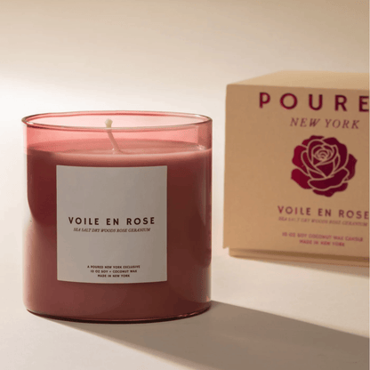 Alternate Image of Voile en Rose Candle, pink candle vessel with white label and box