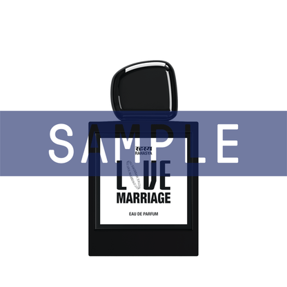 Primary Image of Sample - Love Marriage EDP black perfume bottle with white label