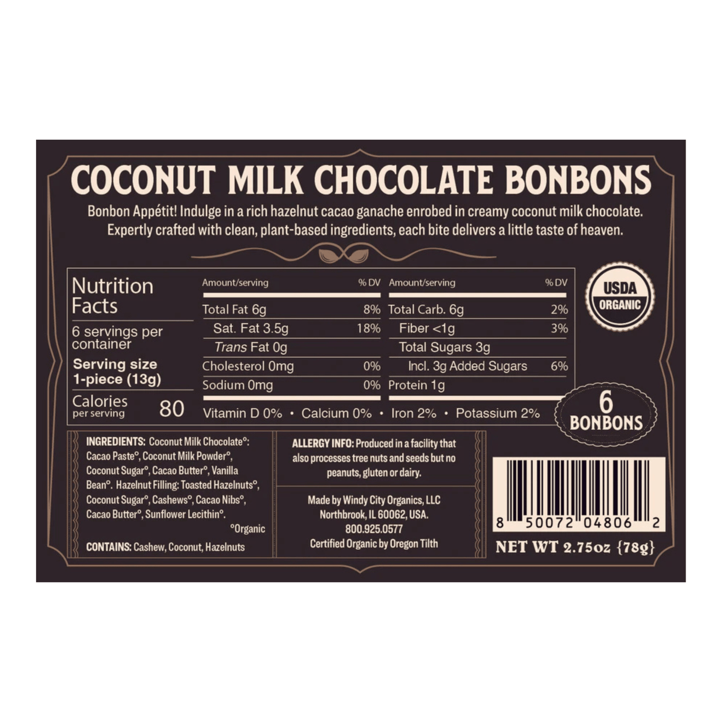Alternate Image of Premium Coconut Milk Chocolate Bonbons, brown chocolate box