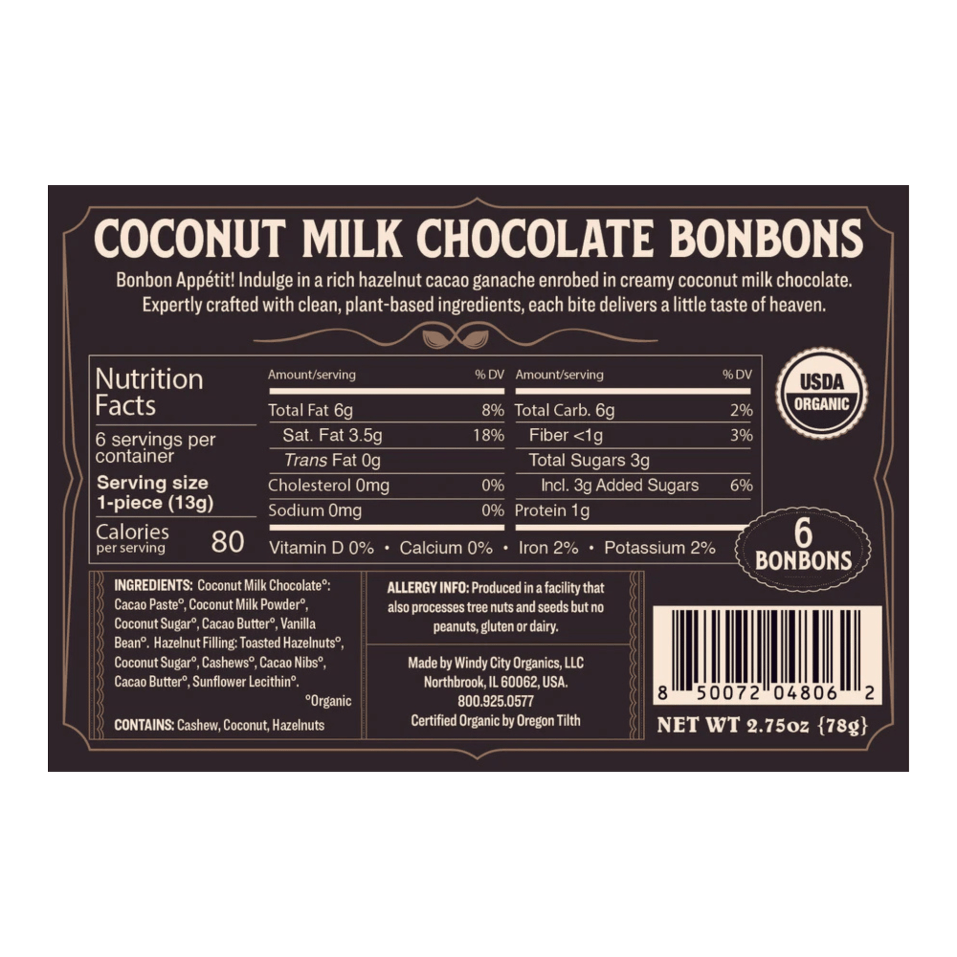 Alternate Image of Premium Coconut Milk Chocolate Bonbons, brown chocolate box