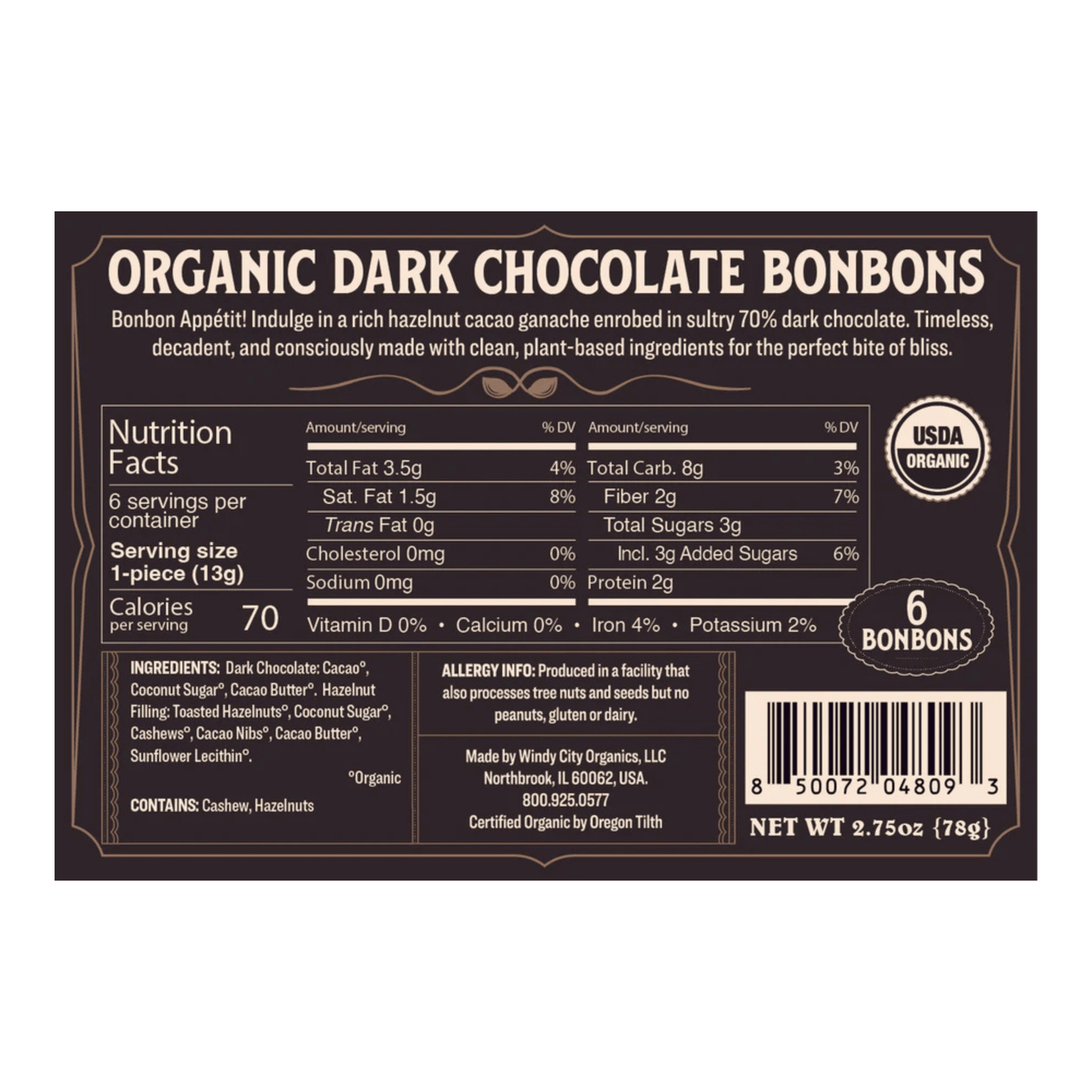 Alternate Image of Premium 70% Dark Chocolate Bonbons, brown chocolate box