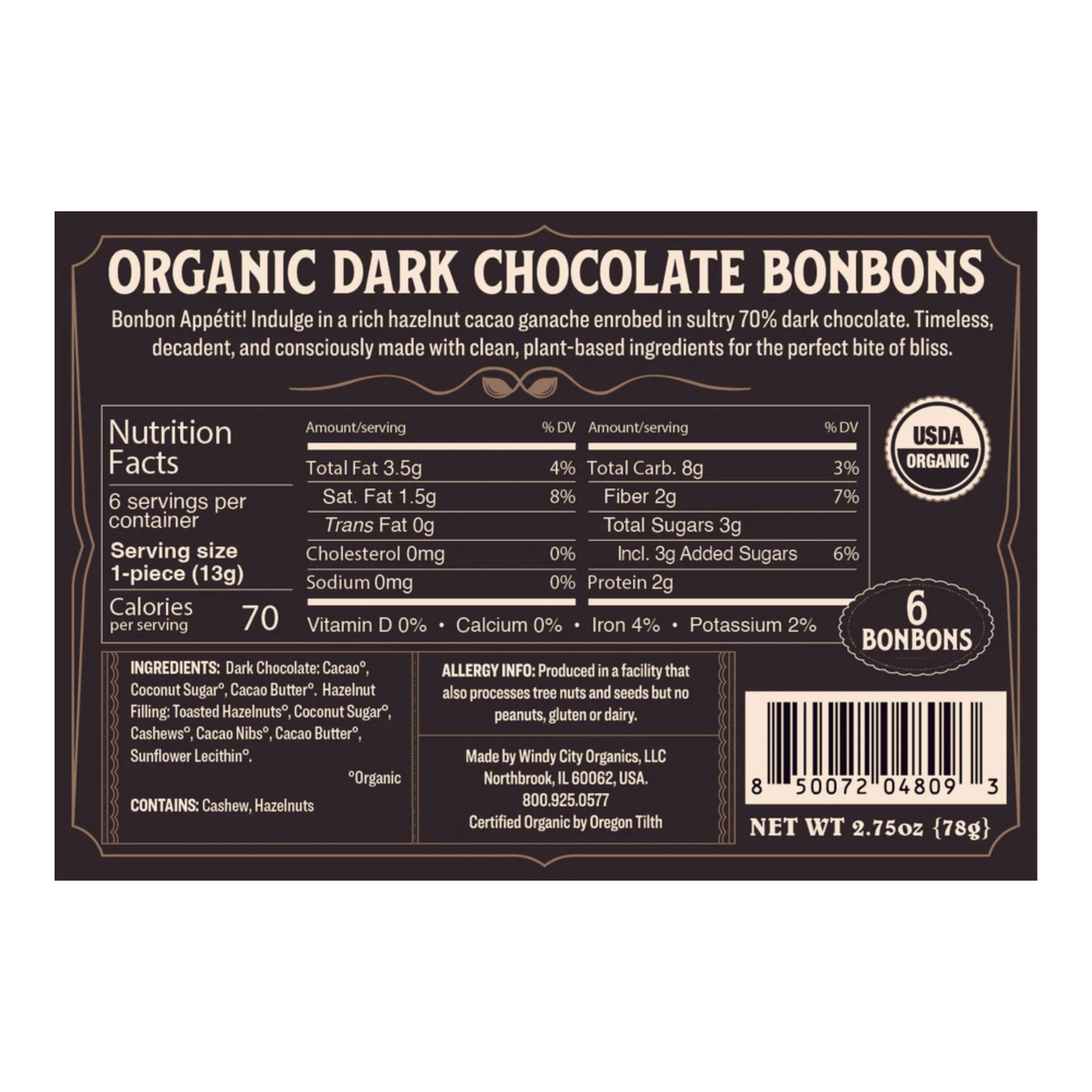 Alternate Image of Premium 70% Dark Chocolate Bonbons, brown chocolate box