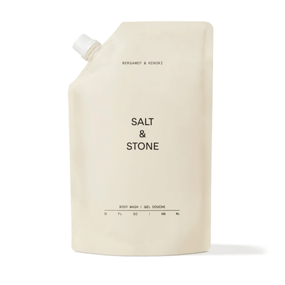 Primary Image of Bergamot and Hinoki Body Wash Refill, beige body wash refill pouch