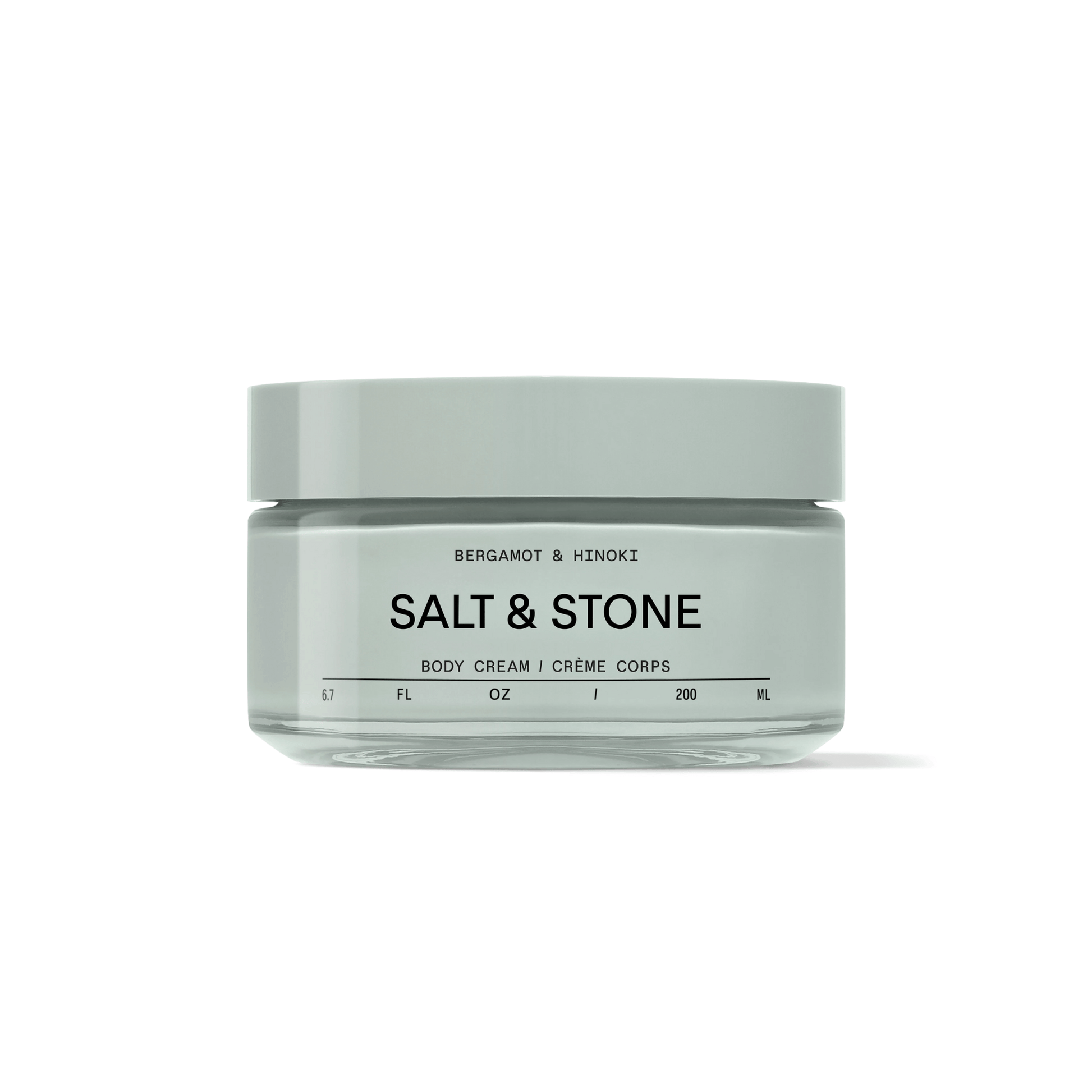 Primary Image of Bergamot and Hinoki Body Cream, round glass jar of body cream