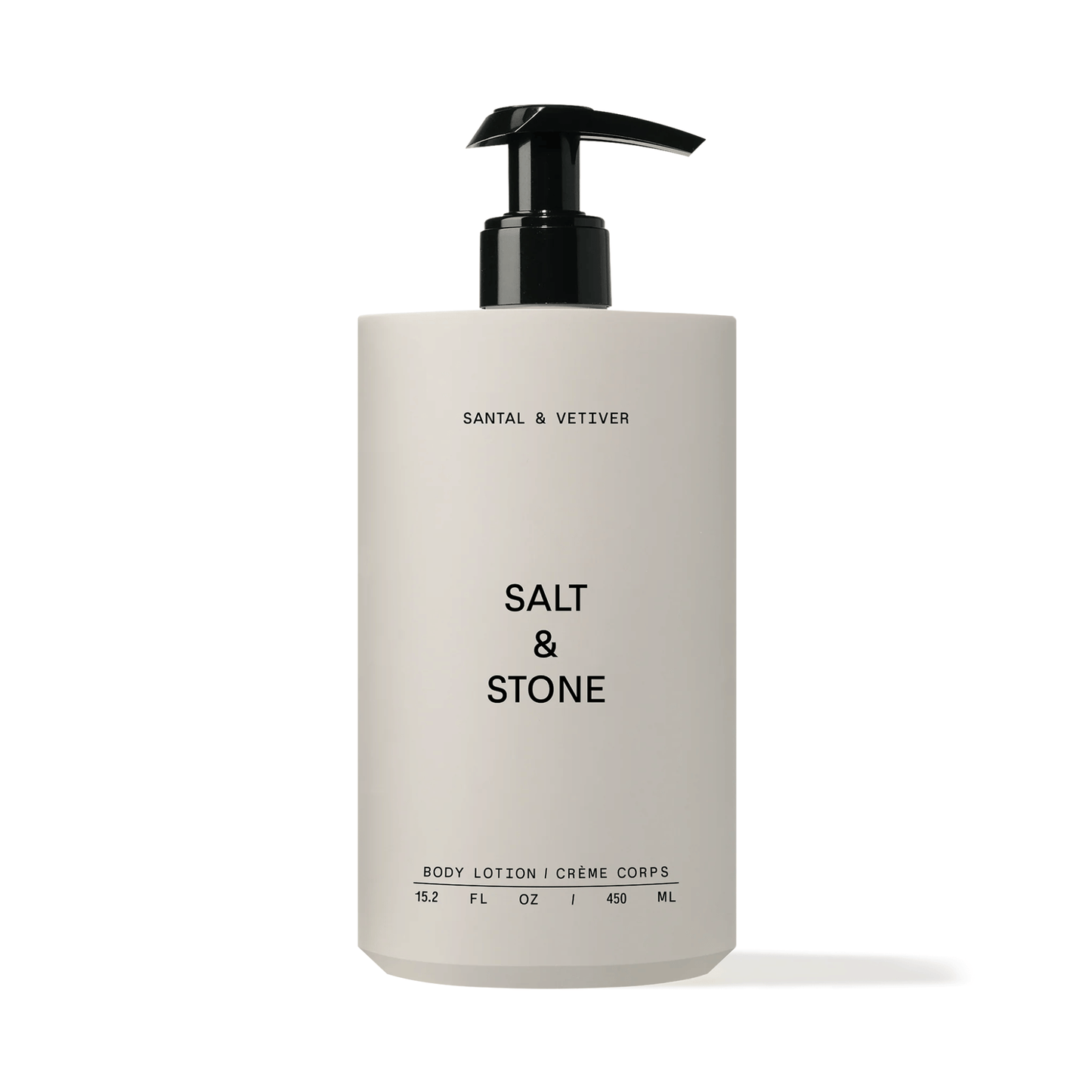 Primary Image of Santal and Vetiver Body Lotion, round lotion bottle with pump