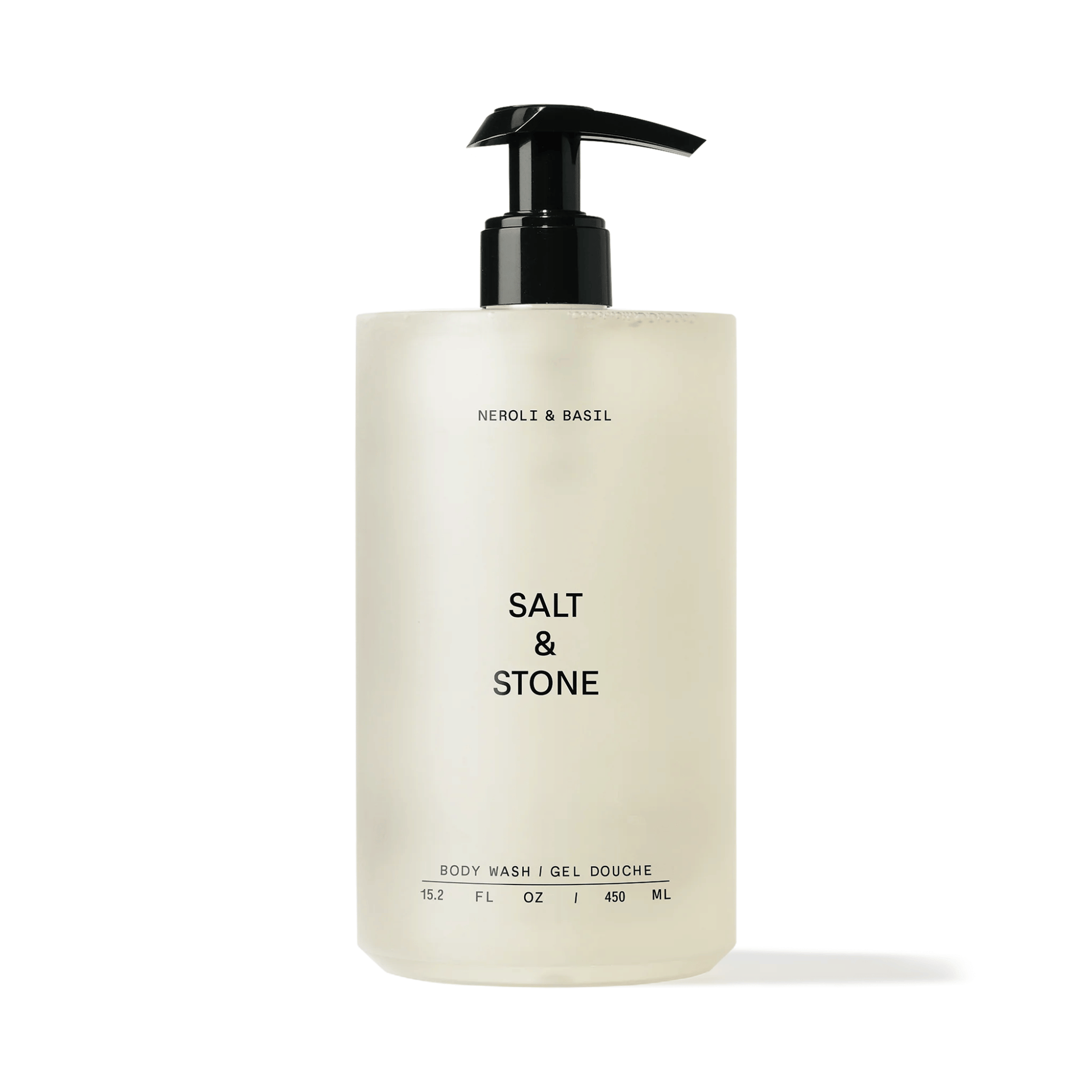 Primary Image of Neroli and Basil Body Wash, round plastic bottle with pump