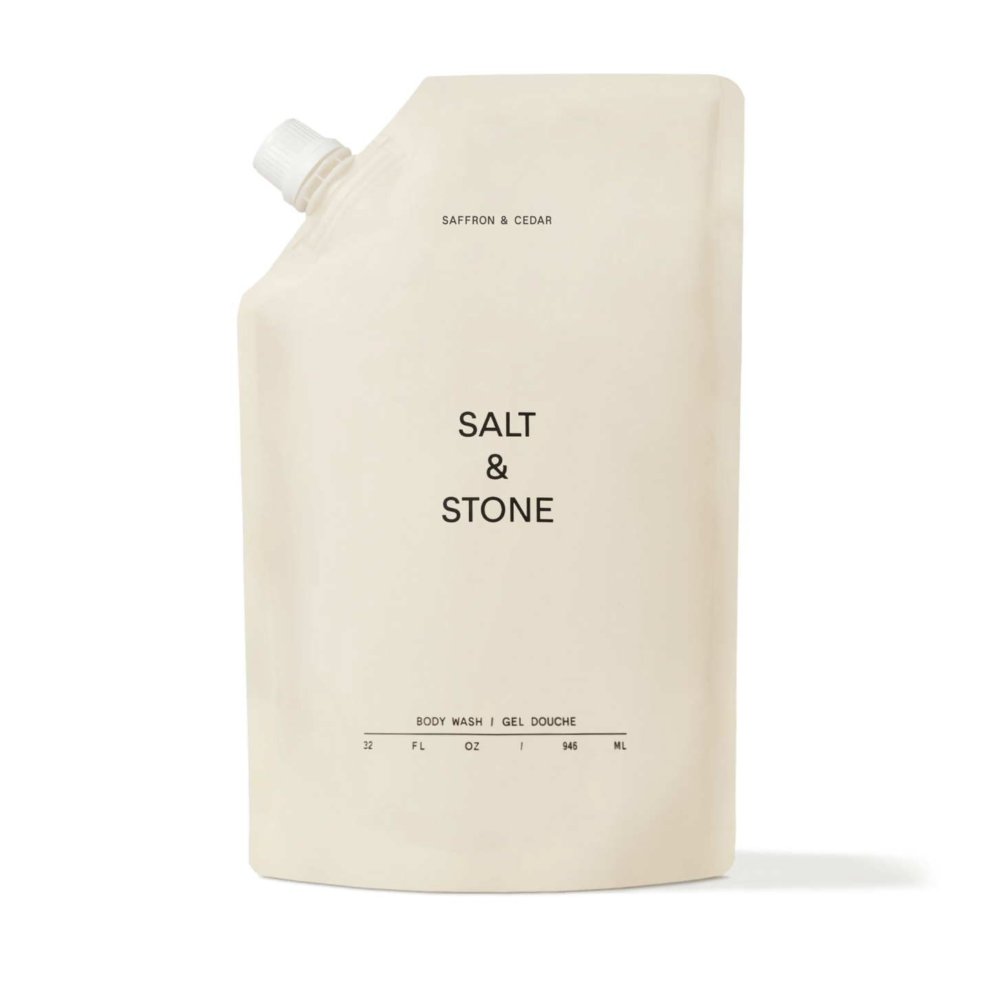 Primary Image of Saffron & Cedar  Body Wash Refill, beige body wash refill pouch