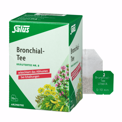 Alternate Image of Bronchial-Tee Arzneitee, Kräutertee Nr. 8 Bags, green box with german writing and tea bag