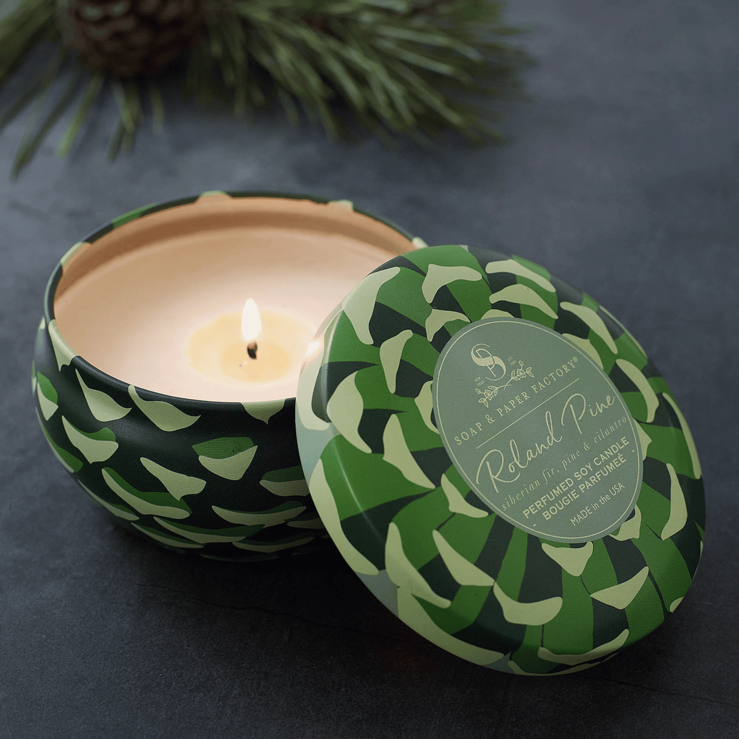 Alternate Image of 6 oz Tin Roland Pine Candle