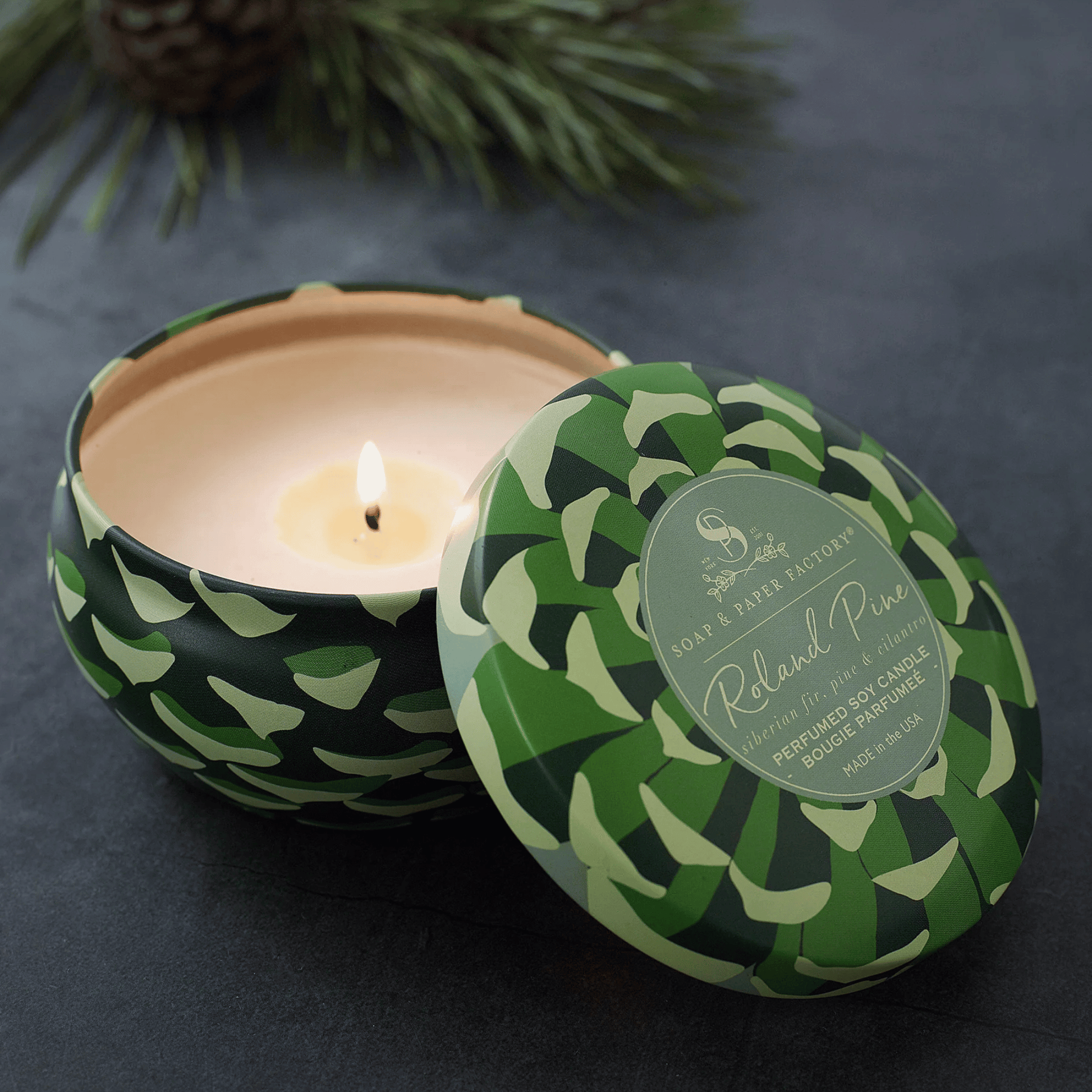 Alternate Image of 6 oz Tin Roland Pine Candle