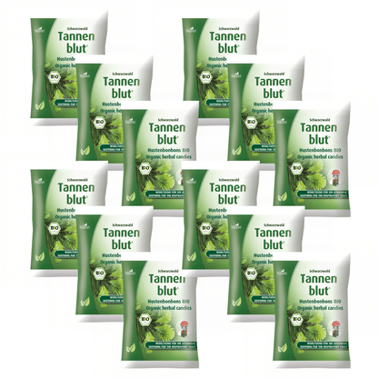 Primary Image of Tannenblut Filled Lozenges 12 Pack, green and white lozenge bags