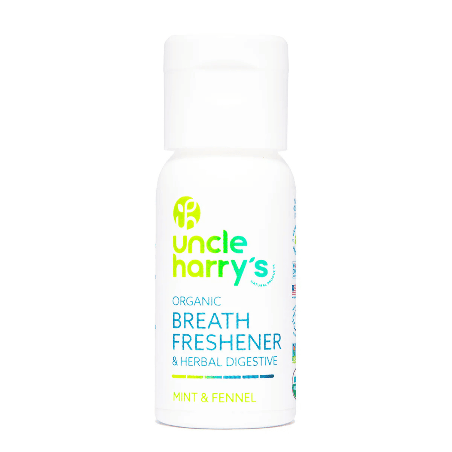 Primary Image of Natural Breath Freshener and Herbal Digestive, white bottle with green writing