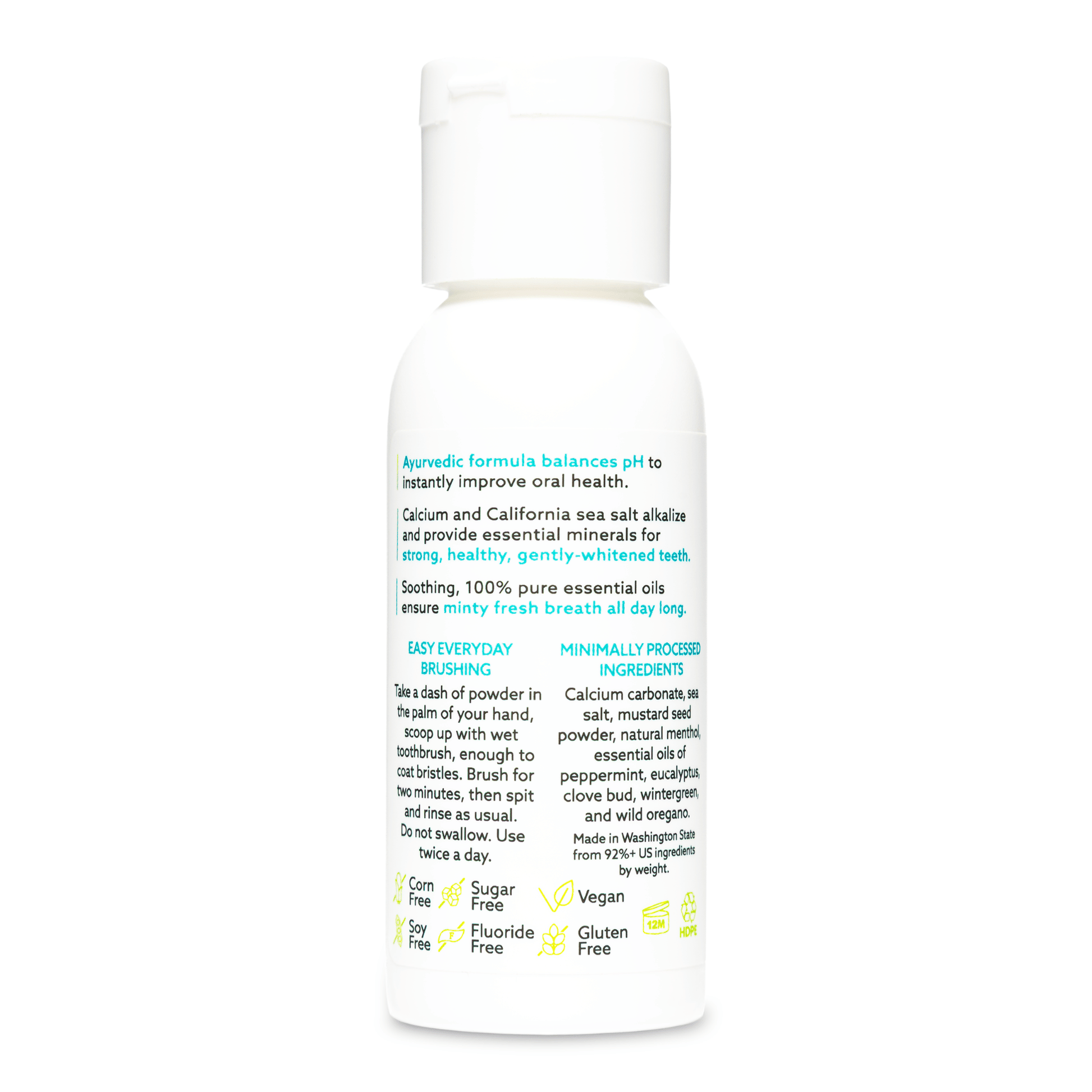 Alternate Image of Mild Mint Tooth Powder, white flip top bottle