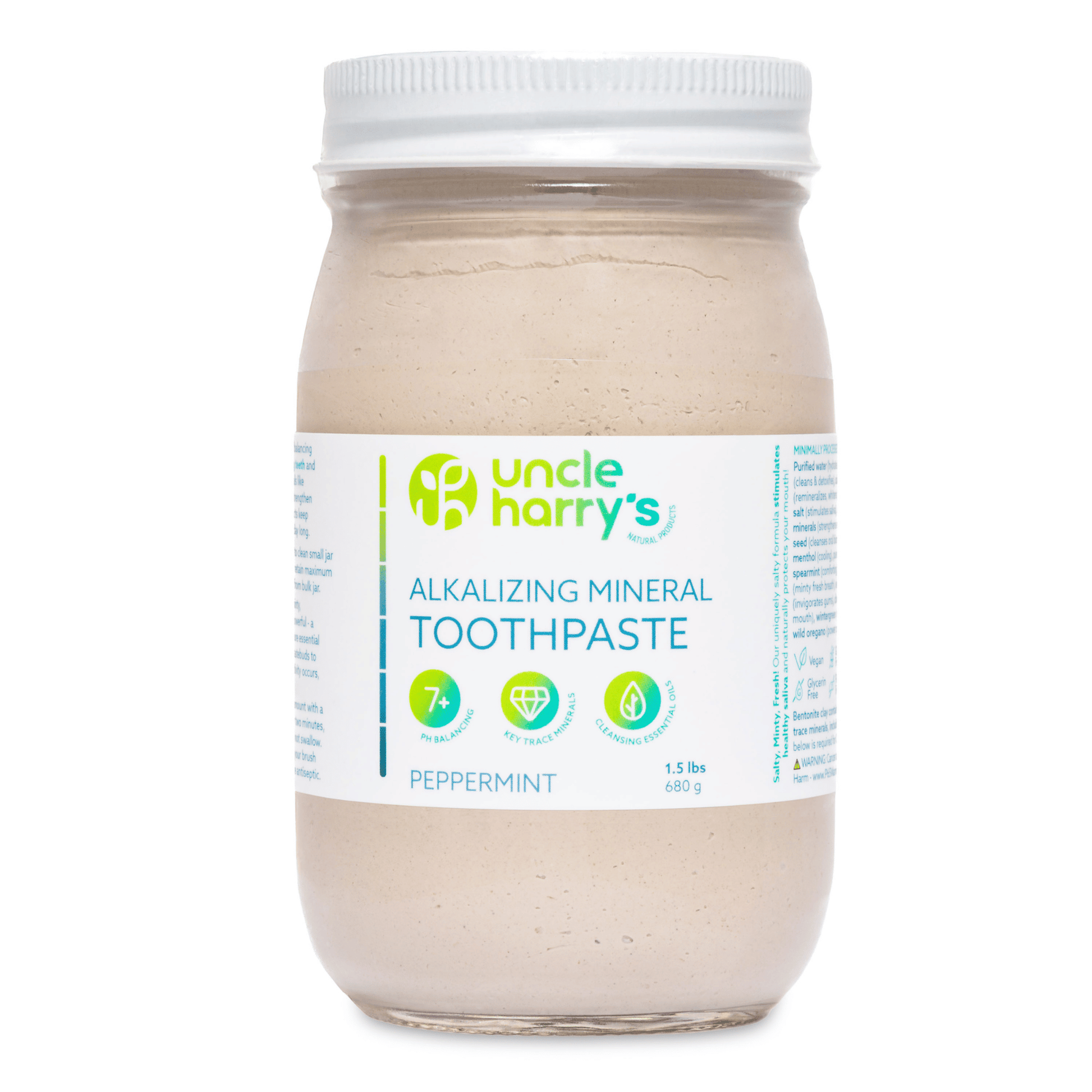 Primary Image of Peppermint Toothpaste Jar, clear jar with white lid and label
