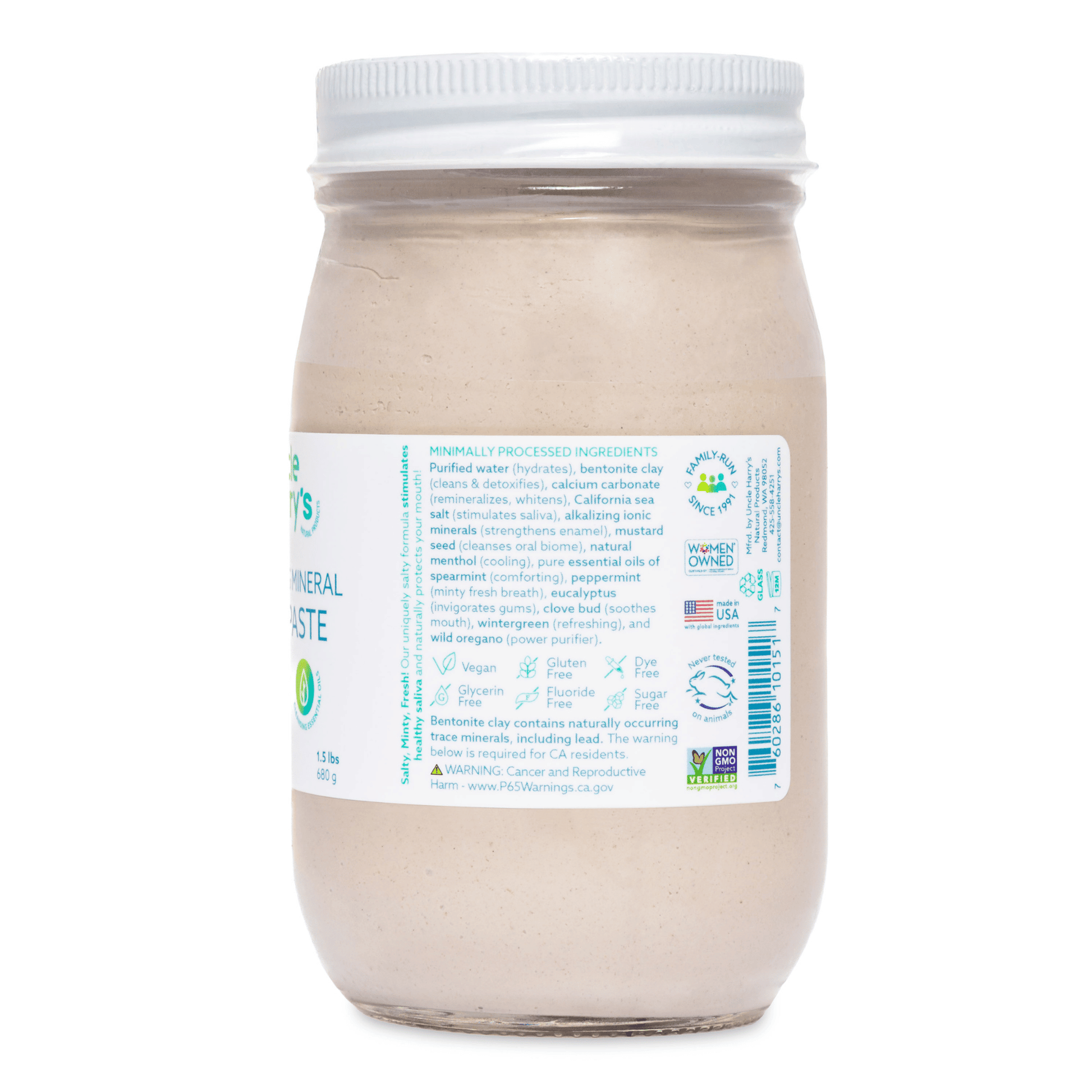 Alternate Image of Peppermint Toothpaste Jar, clear jar with white lid and label