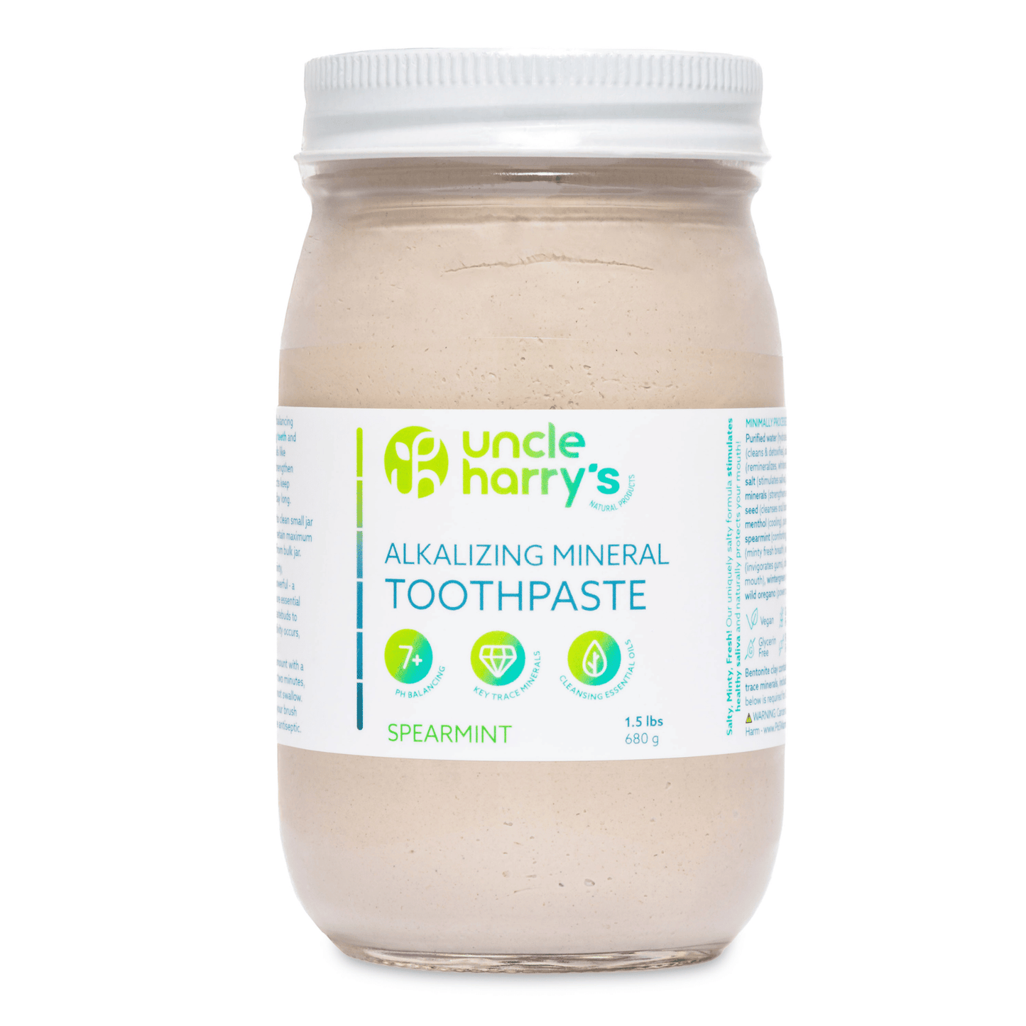 Primary Image of Spearmint Toothpaste Jar, clear jar with white lid and label