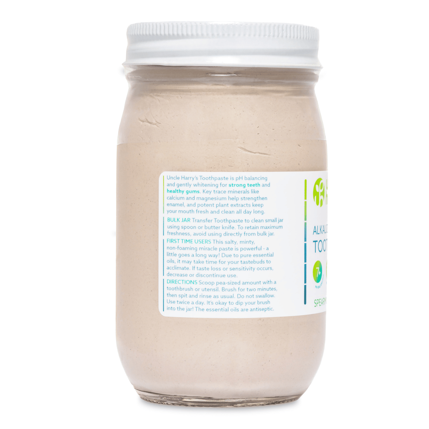 Alternate Image of Spearmint Toothpaste Jar, clear jar with white lid and label