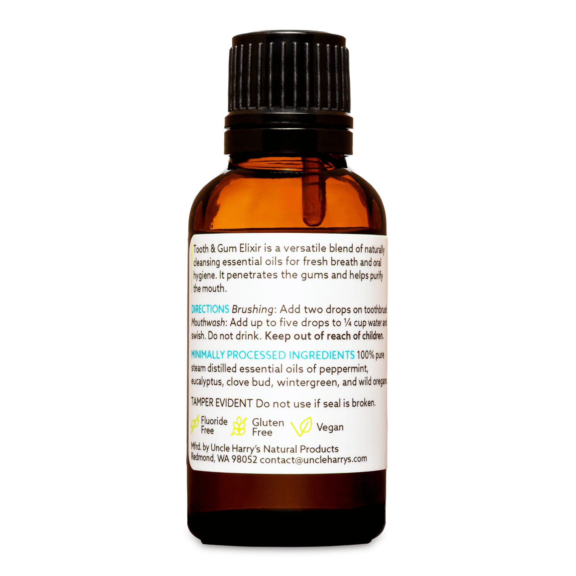 Alternate Image of Tooth and Gum Elixir, amber glass bottle with white label