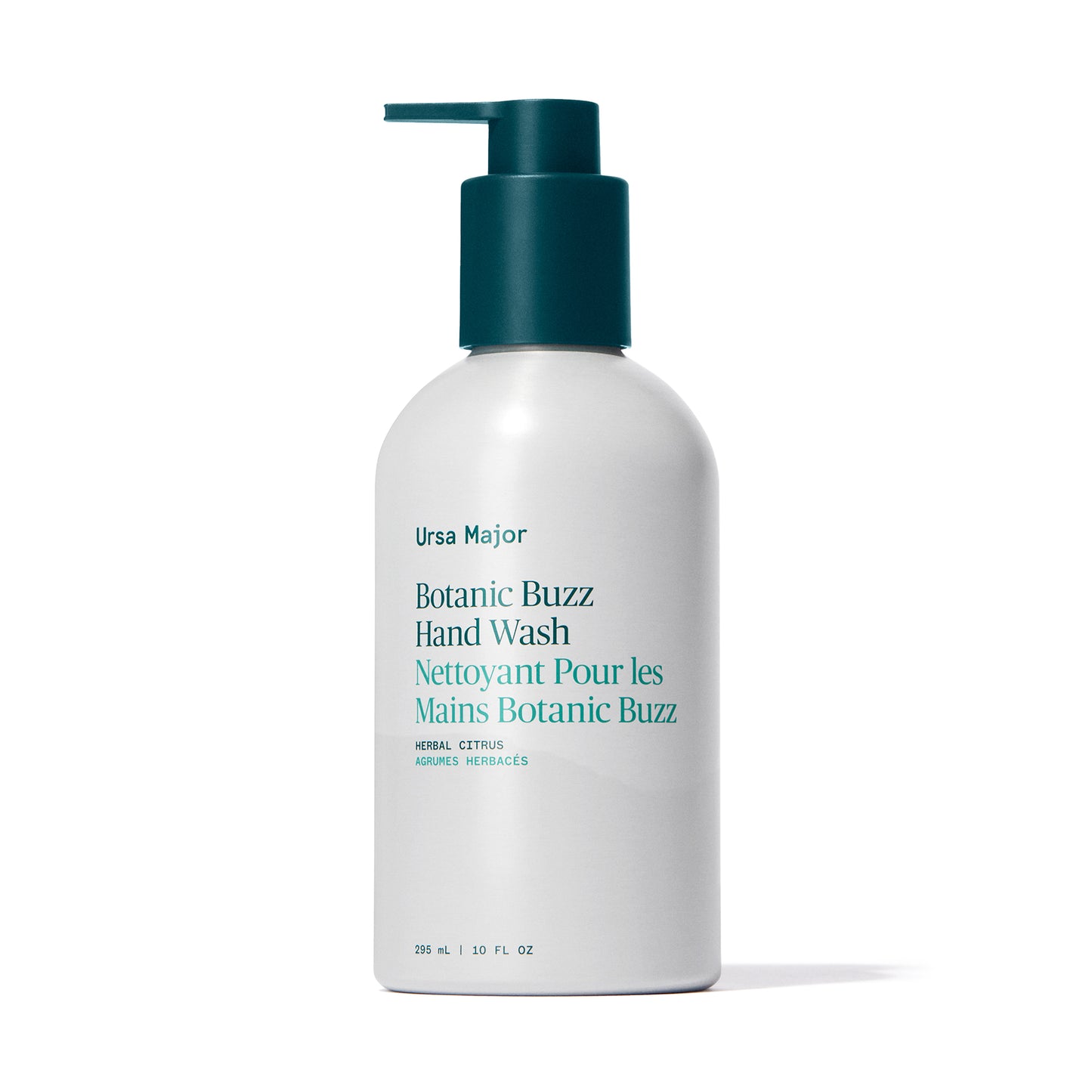 Primary Image of Botanic Buzz Hand Wash, liquid soap in white metal bottle with pump
