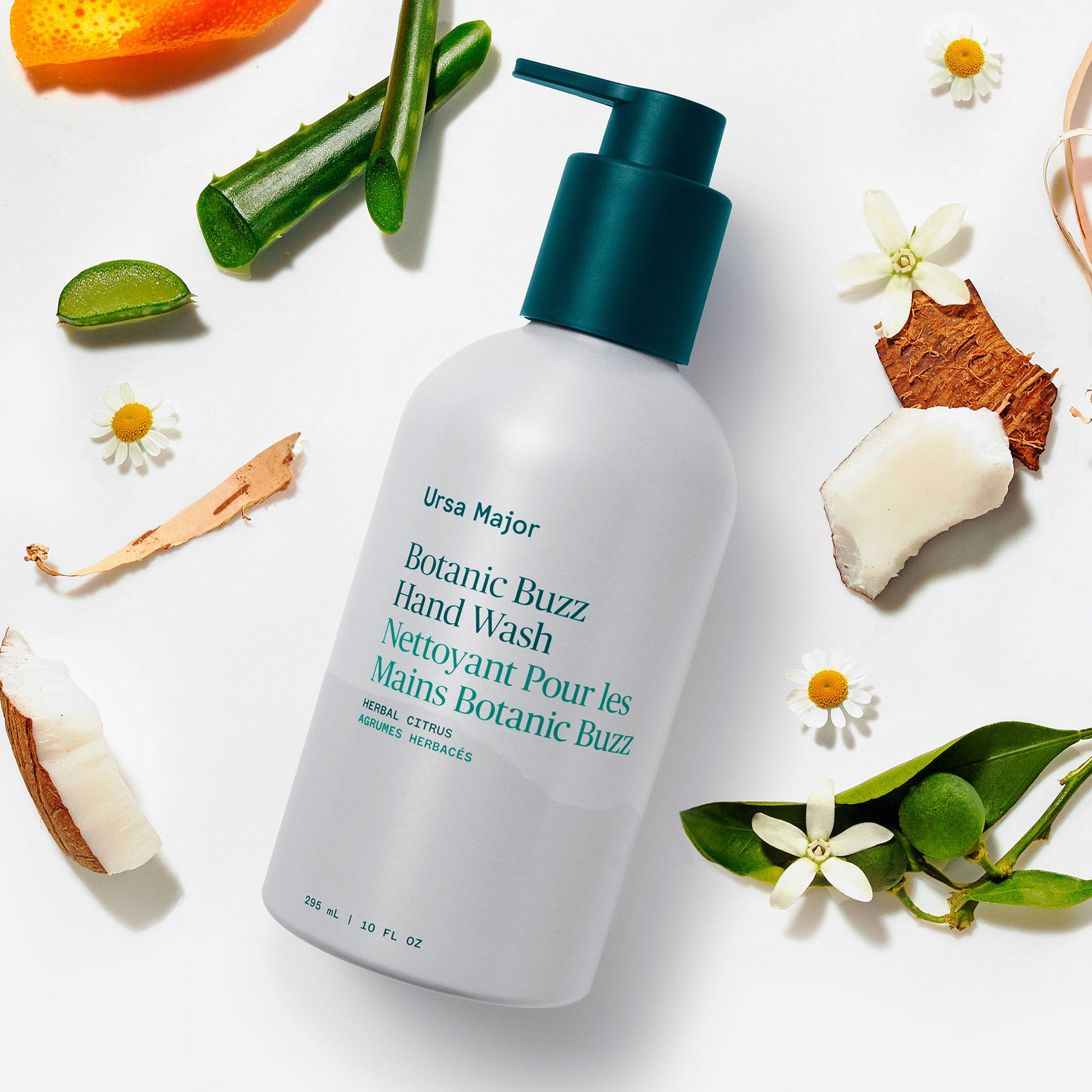 Alternate Image of Botanic Buzz Hand Wash, liquid soap in white metal bottle with pump