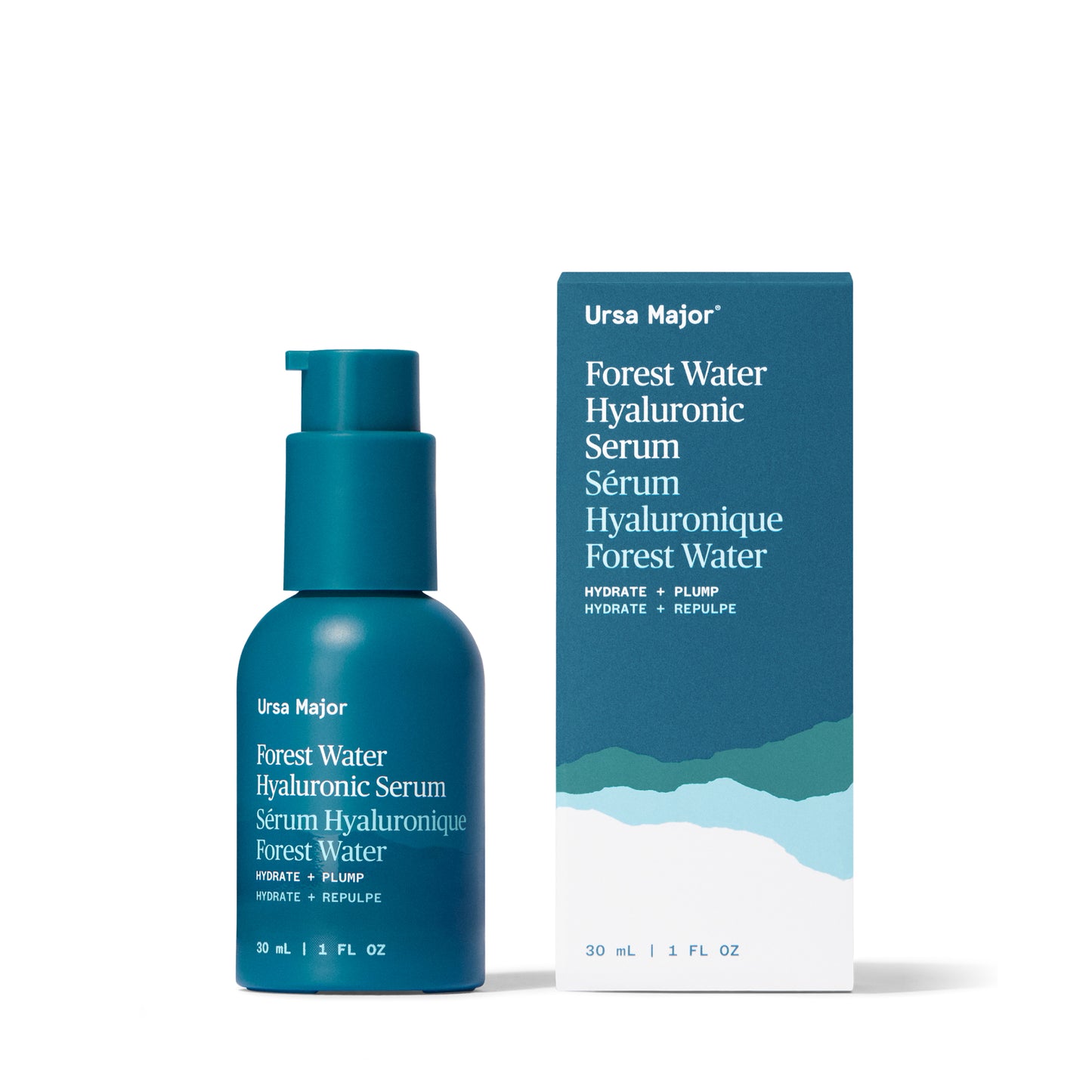 Alternate Image of Forest Water Hyaluronic Serum, blue pump top skincare bottle box