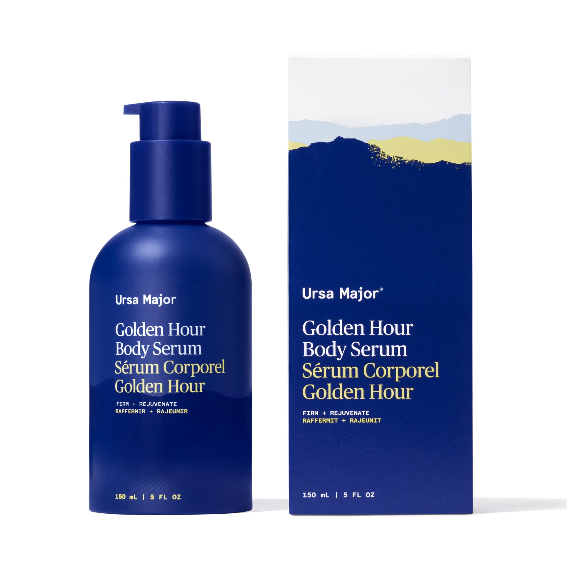 Alternate Image of Golden Hour Body Serum, dark blue pump top bottle box