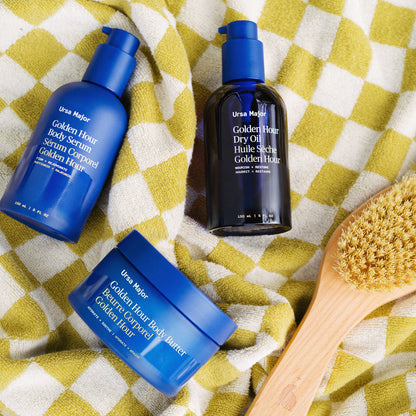 Alternate Image of Golden Hour Body Serum, dark blue pump top bottle 