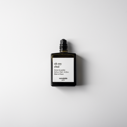 Alternate Image of Oh My Chai Extrait de Parfum Roll-On, dark perfume bottle with cap off showing roller ball