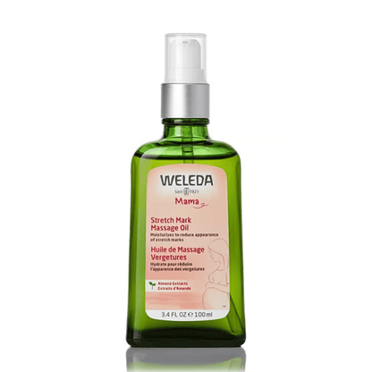 Alternate Image of Stretch Mark Massage Oil, green pump top oil bottle