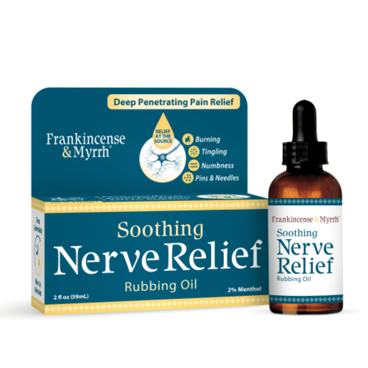 Primary Image of Soothing Nerve Relief Rubbing Oil, amber glass dropper bottle
