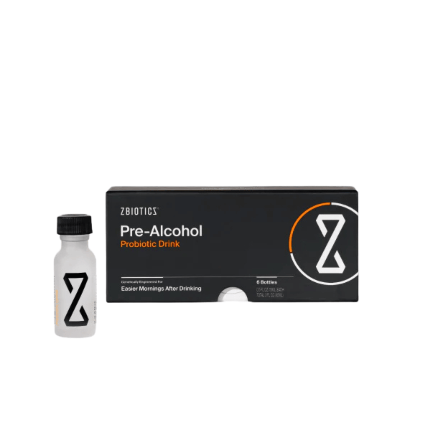 Primary Image of Pre-Alcohol Probiotic Drink 6 pack, small frosted bottle with black cap